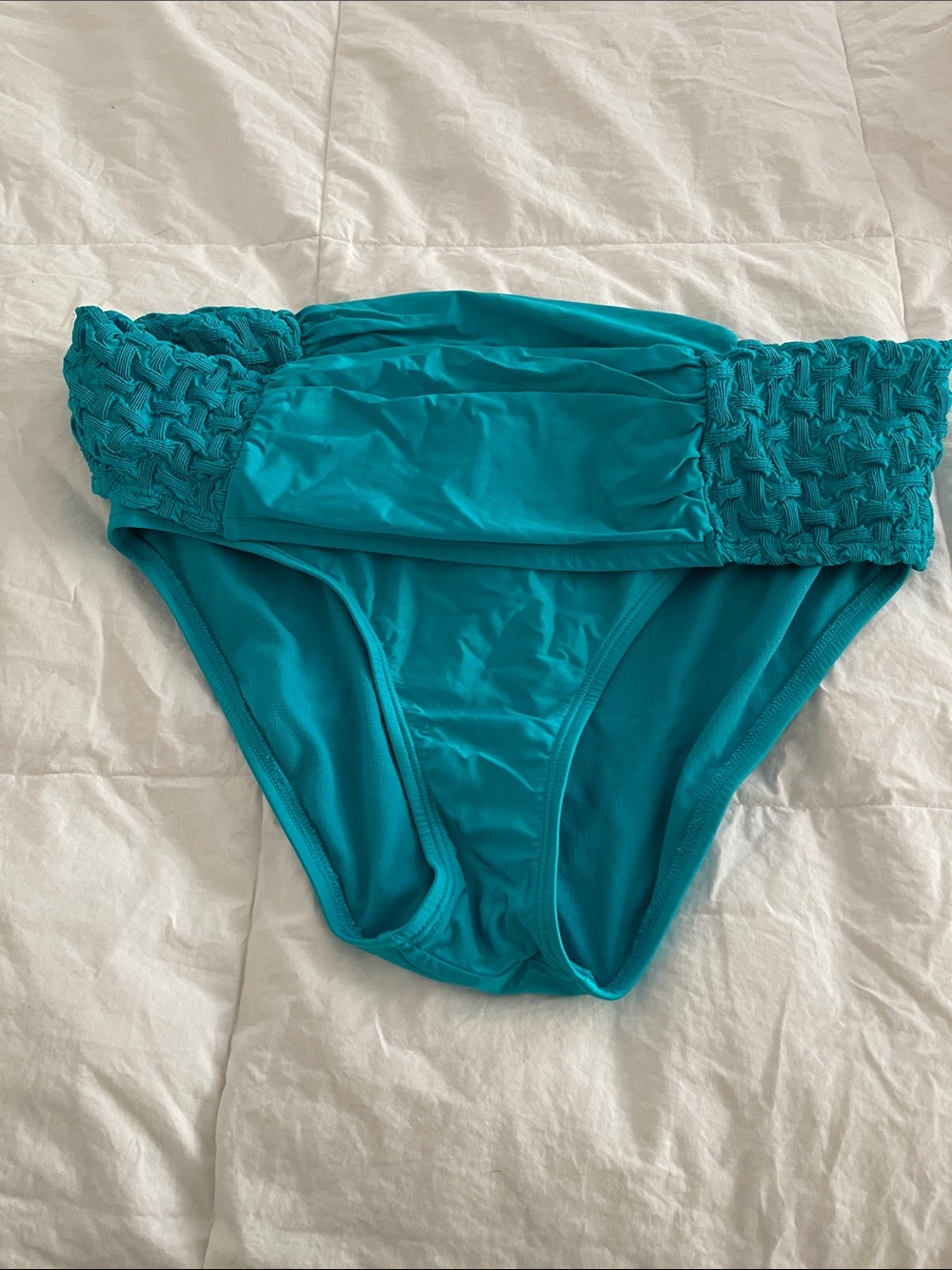 Laundry By Shelli Segal Teal Ruched Bikini Bottoms